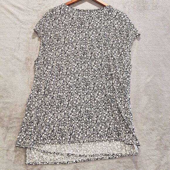 Lane Bryant Black White Cowl Neck Half Wrap Sleeveless Blouse Size 22/24 Floral - Picture 4 of 11